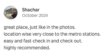 Review from happy customer from Airbnb