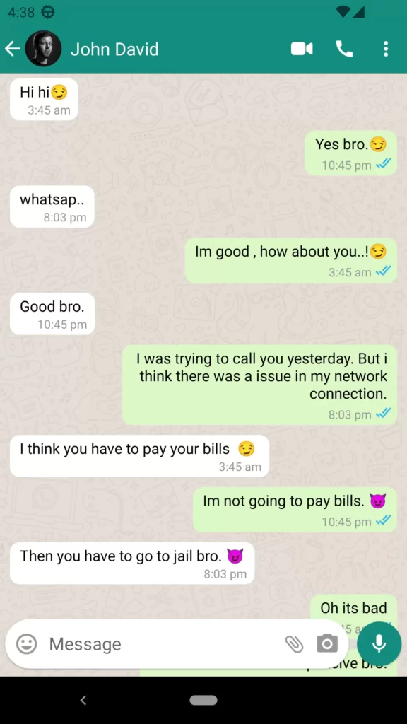 Happy customer WhatsApp message